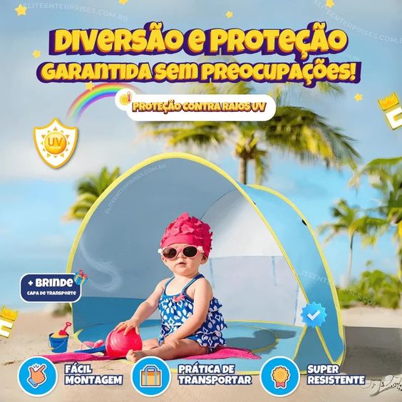 TentaBaby - Barraca de praia infantil com piscina e proteção contra raios UV ( + BRINDE 🌞)